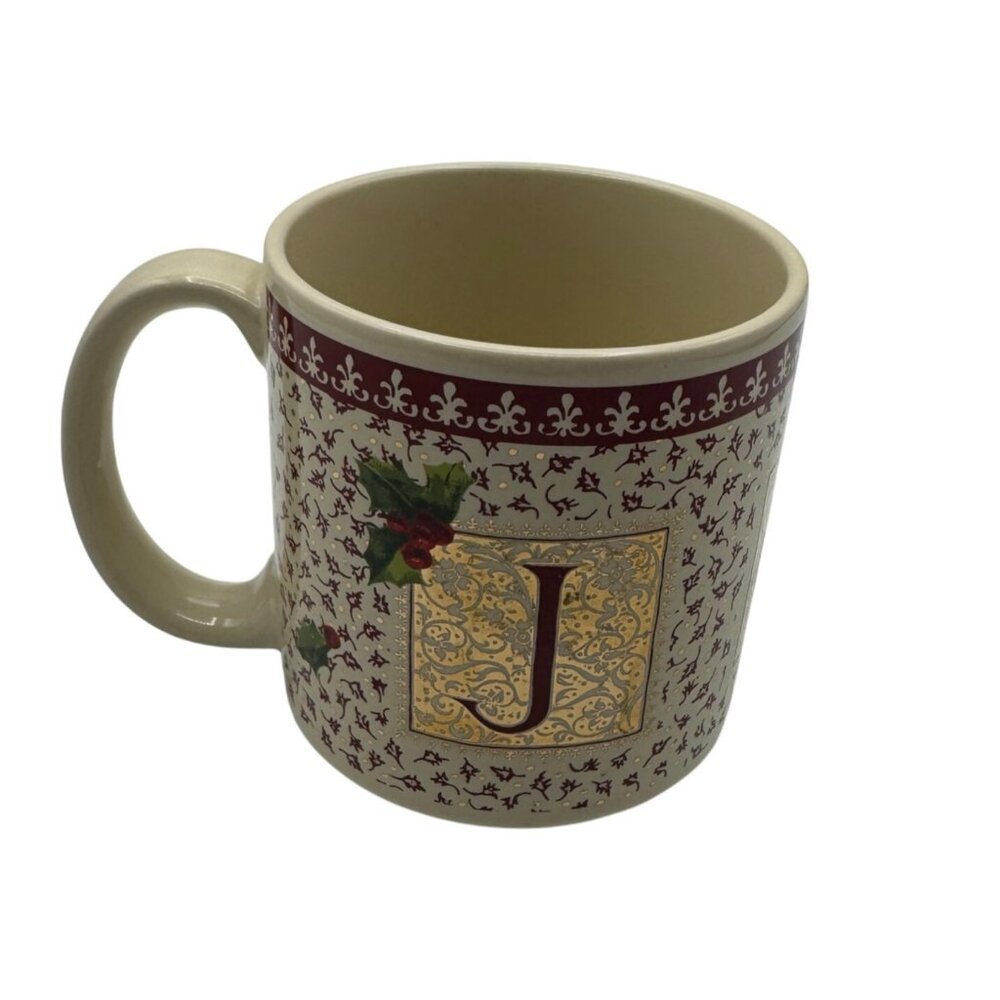 Charpente Holiday Ceramic Mug With JOY Design & Holly Accents